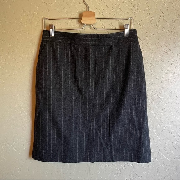 J. Crew Wool Grey Pin Stripe Pencil Skirt - Picture 2 of 9